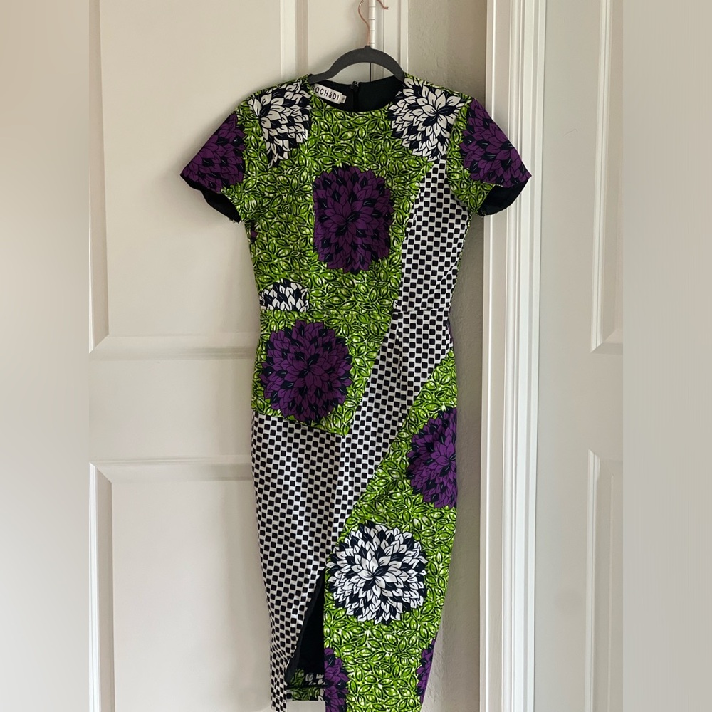 Beautiful African print midi pencil dress with slit detail